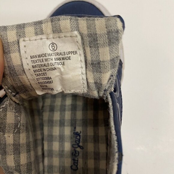 Cat & Jack low top blue sneakers faux leather hook & loop shoes little kids 6 - Picture 8 of 8